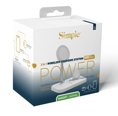 Simple 3-In-1 Wireless Charger Station - Designed for Apple Devices - Iphone, Apple Watch, Air Pods