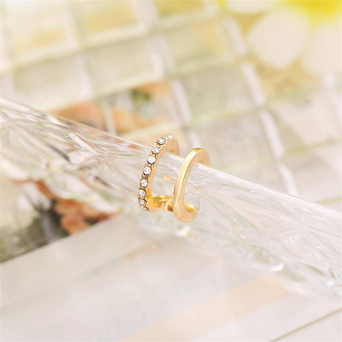 Cubic Zirconia & Goldtone Clip-On Ear Cuff