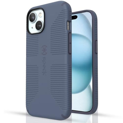 Speck Magsafe Case for Iphone 15 Plus - Drop & Camera Protection, Soft-Touch Secure Grip, Wireless Charging Compatible, 6.7 Inch - Iphone 14 Plus Compatible - Grip Blue