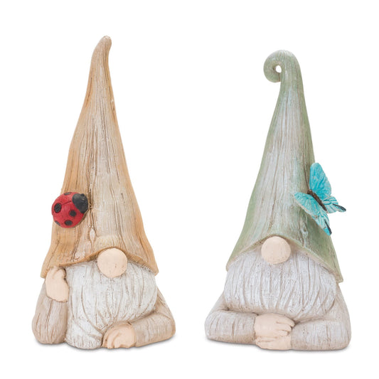 Melrose International Gnome Statue with Wood Grain Design (Set of 2)