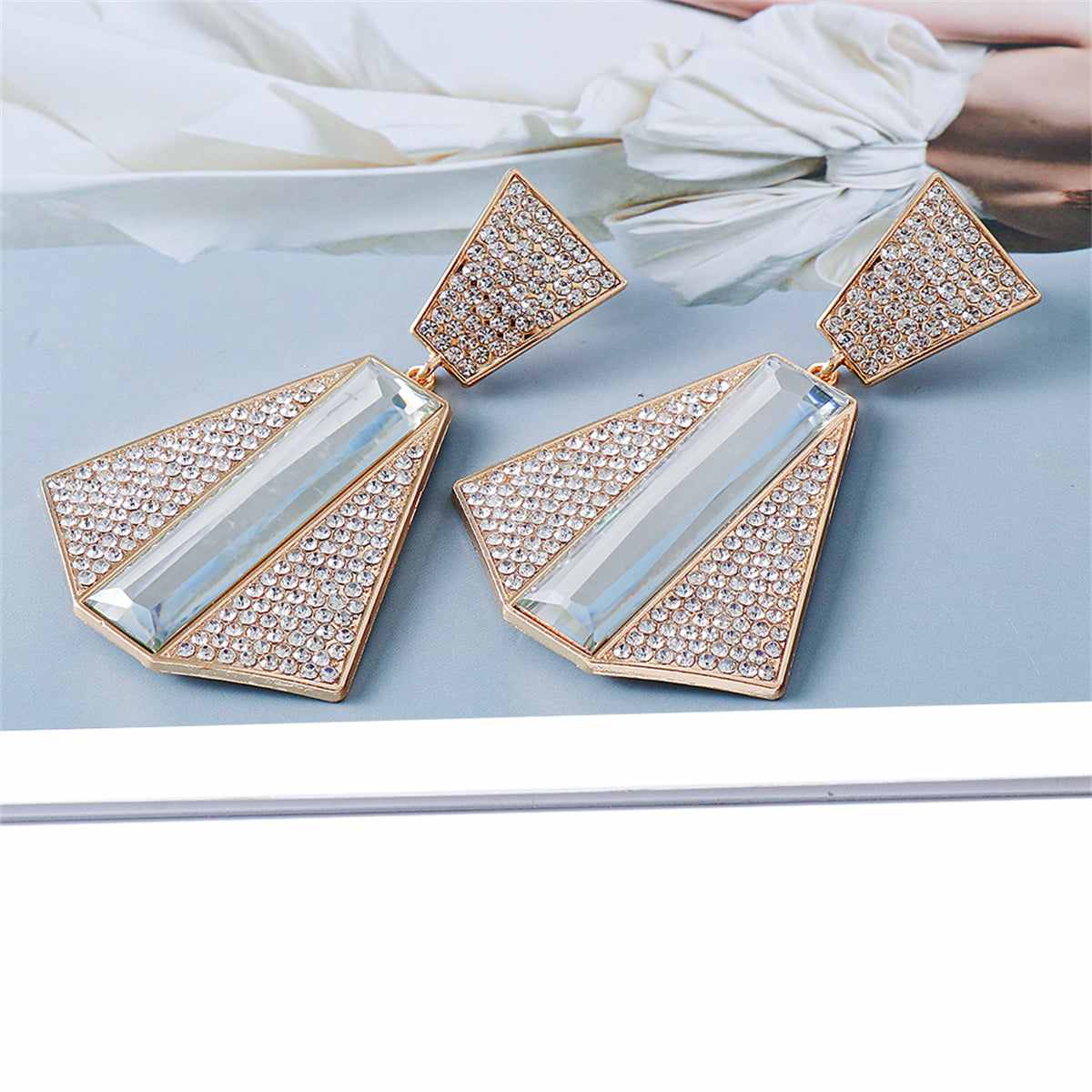 Cubic Zirconia & Baguette Crystal Drop Earrings
