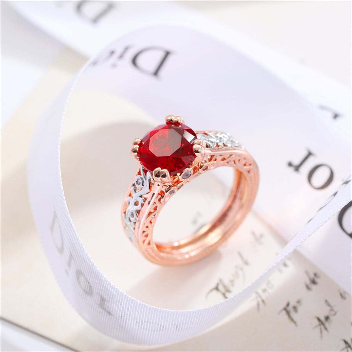 Crystal & Two-Tone Cocktail Ring-4