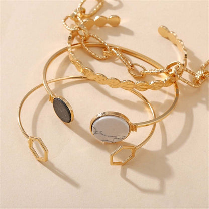 Turquoise & Goldtone Cuff Set
