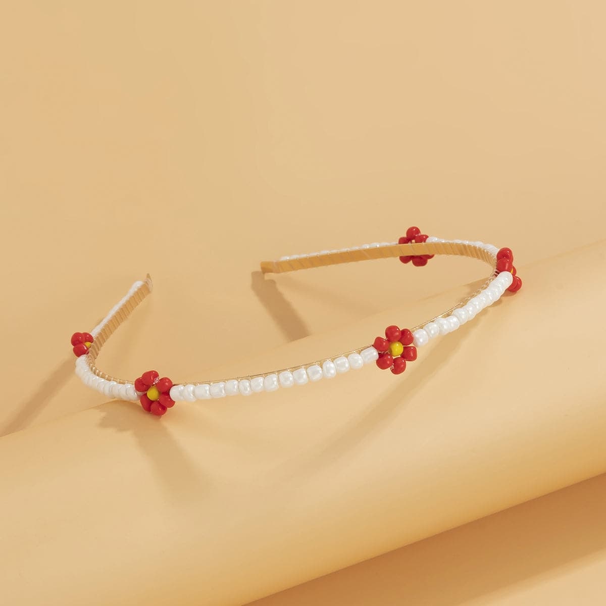 Red Howlite & Goldtone Mum Station Headband