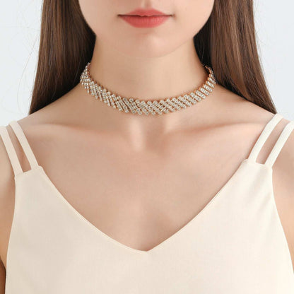 Cubic Zirconia & Goldtone Pavé Choker Necklace