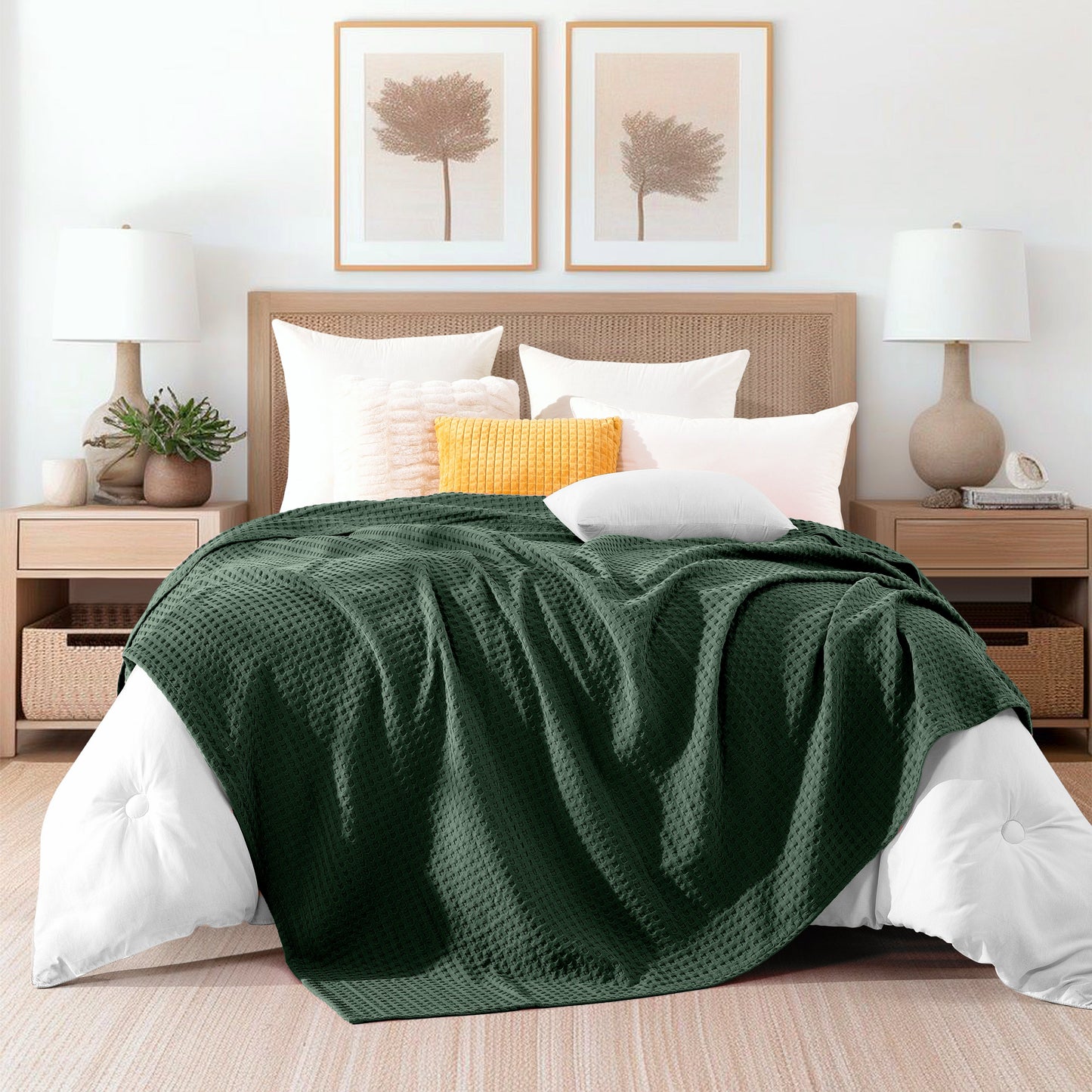 Elegant Comfort Cotton Waffle Blanket