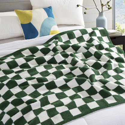 Elegant Comfort 50" x 70"  Ultra Soft Checkered Knitted Throw Blanket