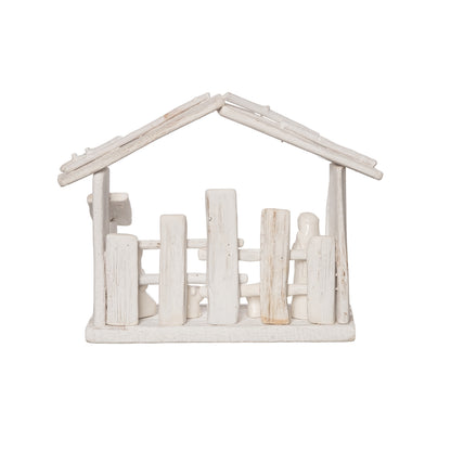 12 in White Christmas Minimalist Nativity Scene Decorative Wood Object for Holiday Decor