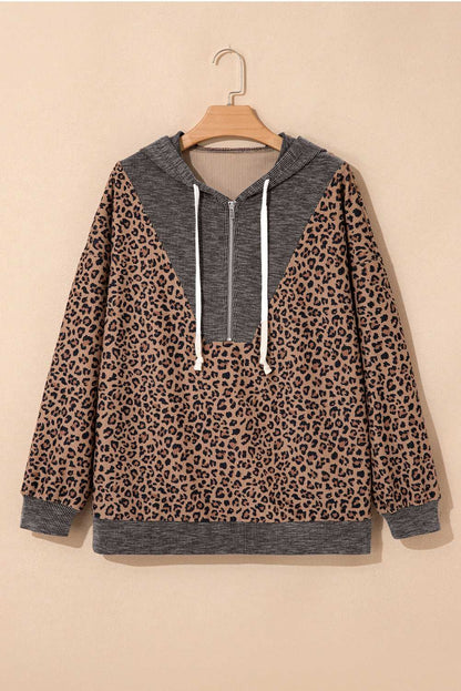 April Collar Zip Hooded Pullover - Khaki / L - 12/14