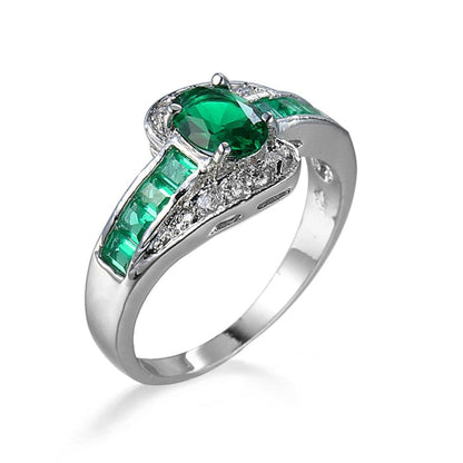 Green Crystal & Cubic Zirconia Princess-Cut Ring-10