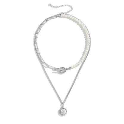 Pearl & Silvertone Necklace Set