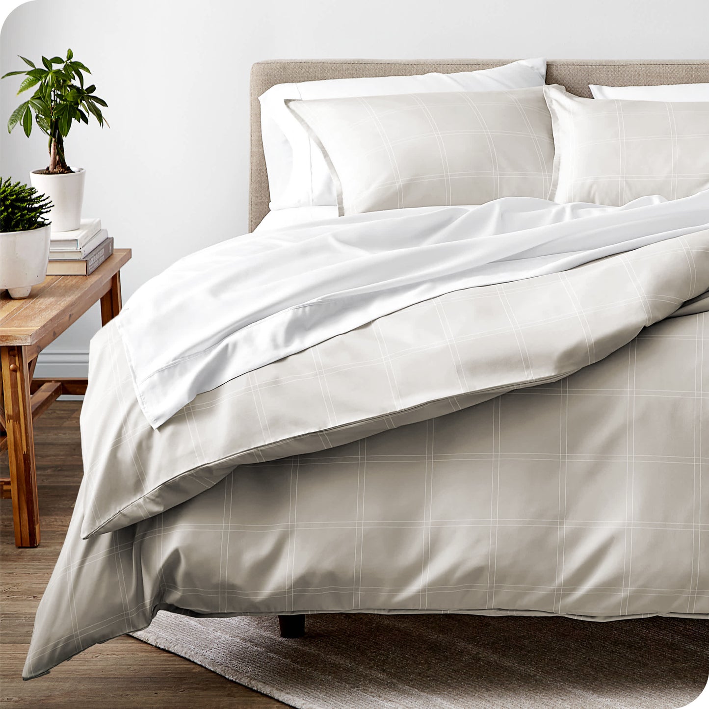Modern Plaid - Stone/White-
