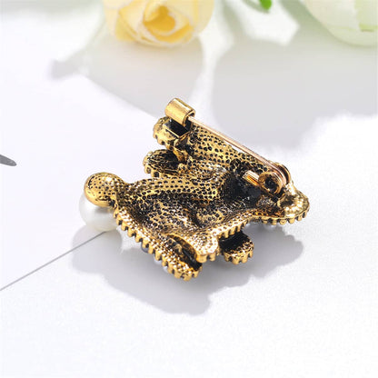 Gemstone & Goldtone Rabbit Brooch