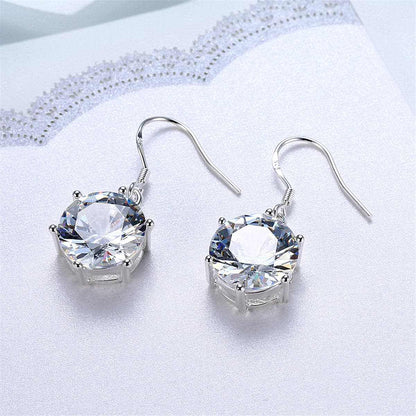 Cubic Zirconia & Silvertone Drop Earring