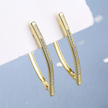 Cubic Zirconia & Goldtone Triangle Huggie Earrings