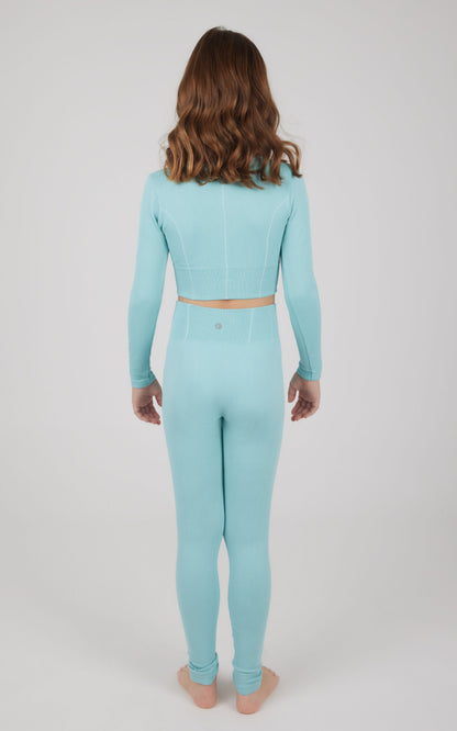 Girls 2 PC Seamless Ribbed Long Sleeve Top and Legging Set