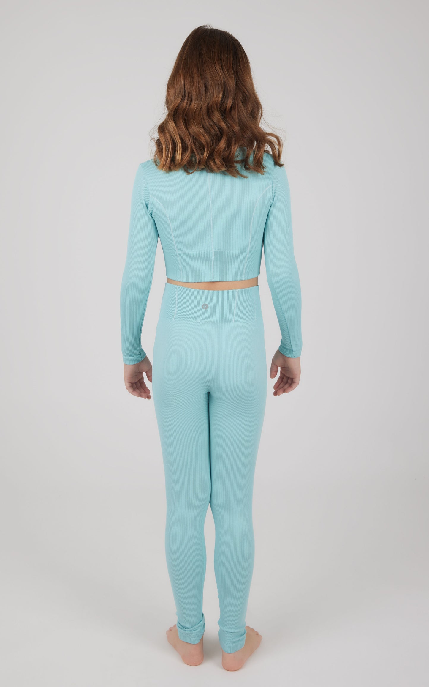 Girls 2 PC Seamless Ribbed Long Sleeve Top and Legging Set