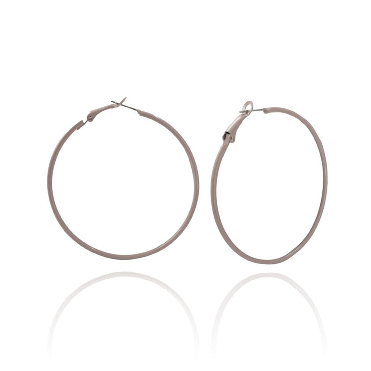 Gray Enamel & Silvertone Hoop Earrings