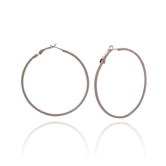 Gray Enamel & Silvertone Hoop Earrings