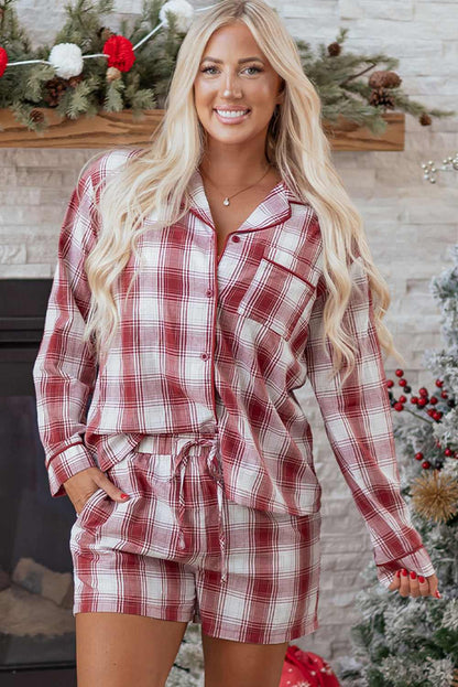 Holly 2pcs Lounge Set Long Sleeve Top - Red / L - 12/14