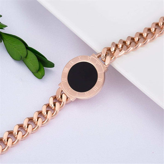 Black & Rose Goldtone Chain Wrap Bracelet