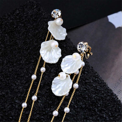 Pearl & Shell Cubic Zirconia Goldtone Petals Drop Earrings