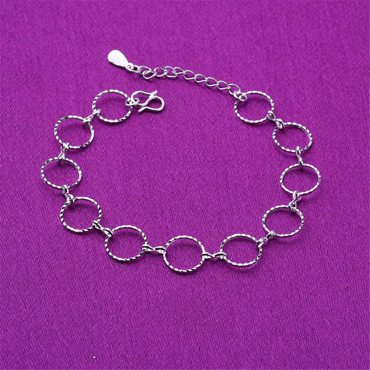 Silvertone Circle Link Anklet