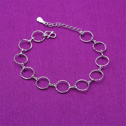 Silvertone Circle Link Anklet