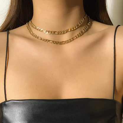 Goldtone Figaro Necklace - Set of 2