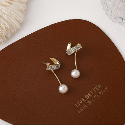 Pearl & Cubic Zirconia Goldtone Snake Drop Earrings