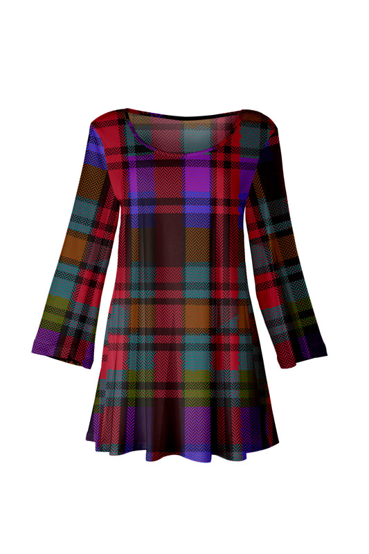 Red & Navy Plaid Tunic-