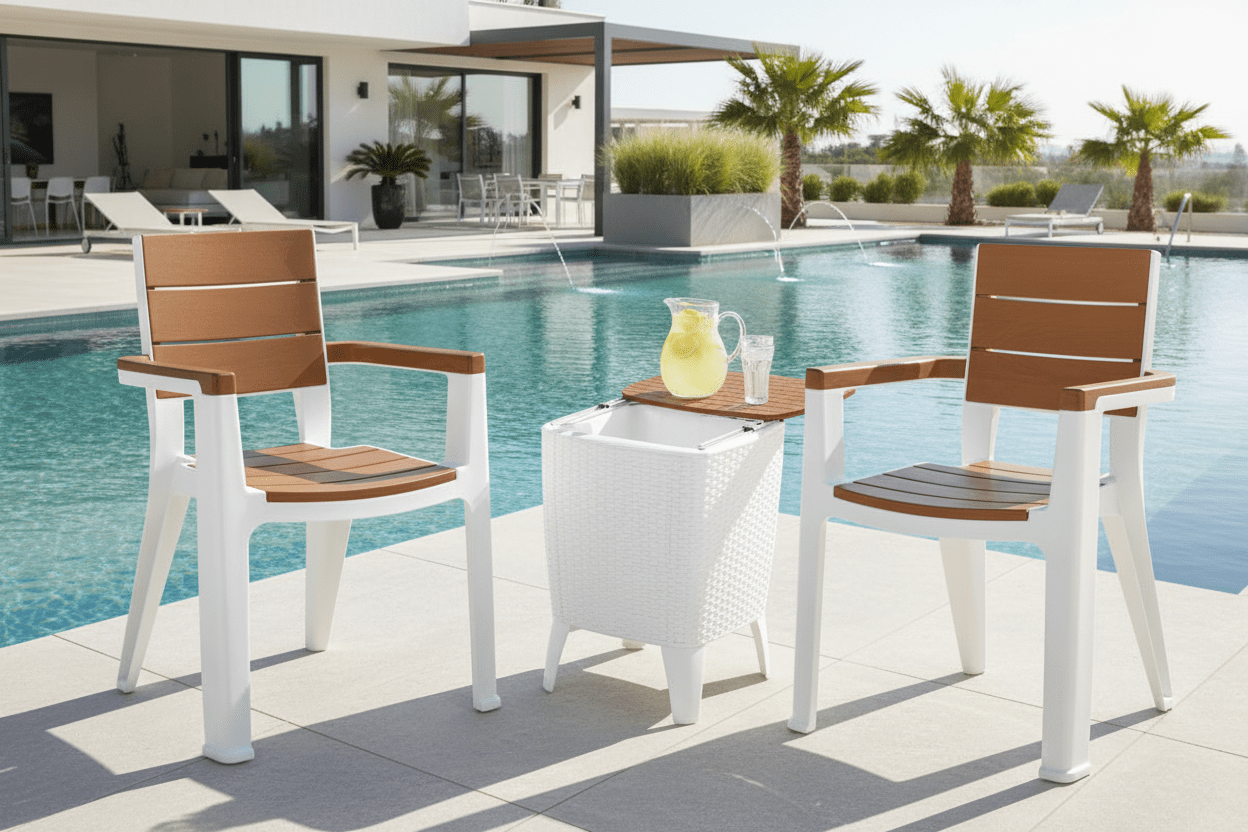 White / Teak Brown-