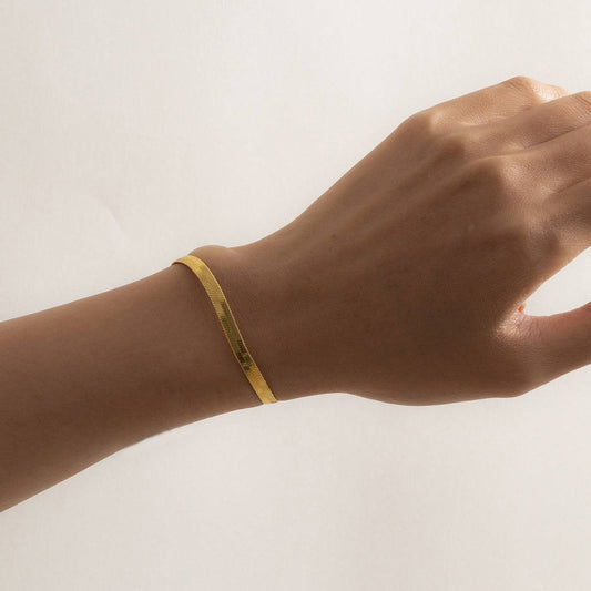 Goldtone Herringbone Chain Bracelet