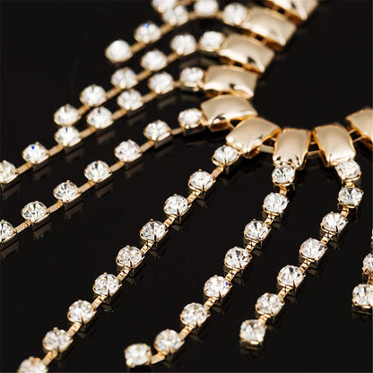 Cubic Zirconia & Goldtone Tassel Statement Necklace
