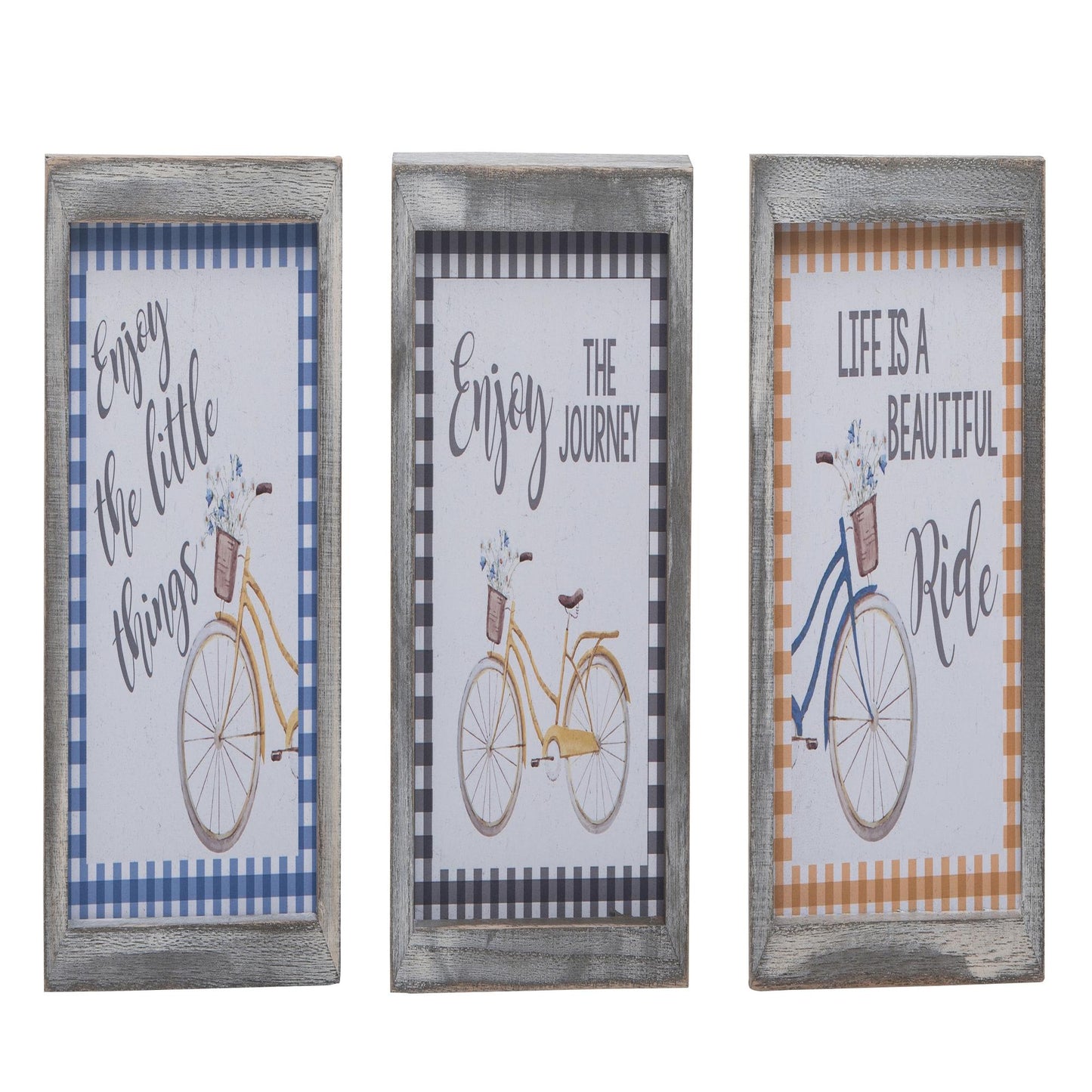 MDF Beautiful Ride Block Decor Set of 3 Spring Home Decorations Freestanding Wood Signs for Spring and Summer
