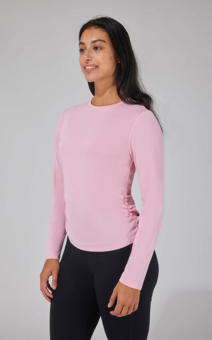 2 PK Side Ruched Long Sleeve Top