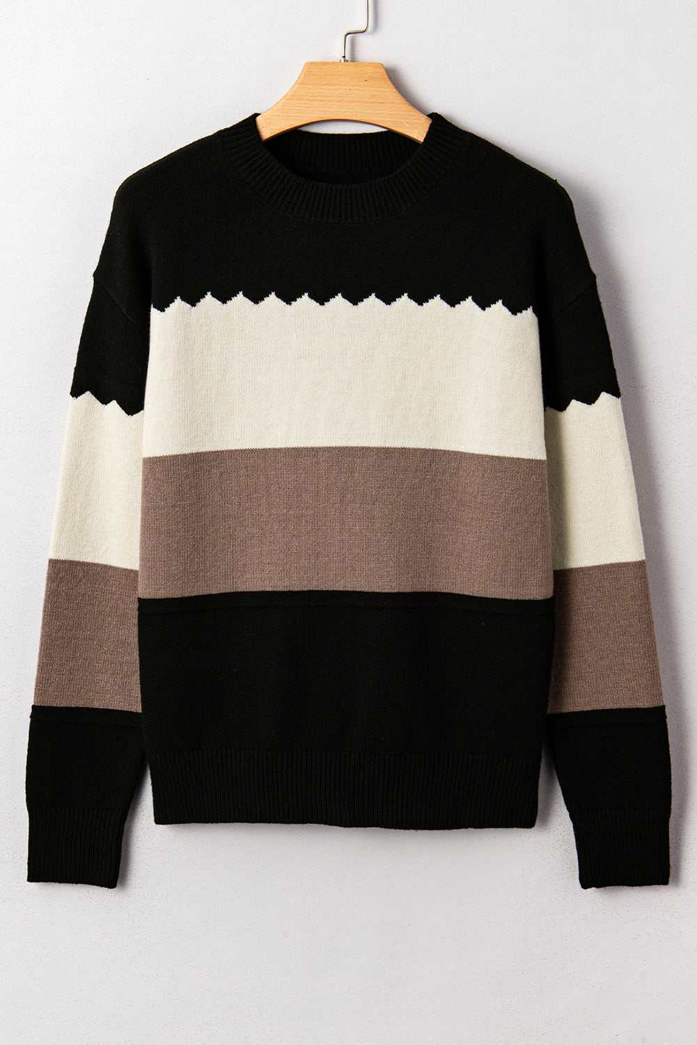 Harper Colorblock Drop Shoulder Sweater - Black / L - 12/14