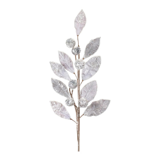 Melrose International Glittered Pod Leaf Spray (Set of 2)