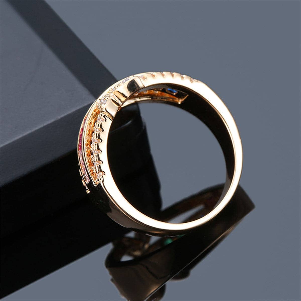 Rainbow Crystal & Cubic Zirconia Butterfly Ring-14