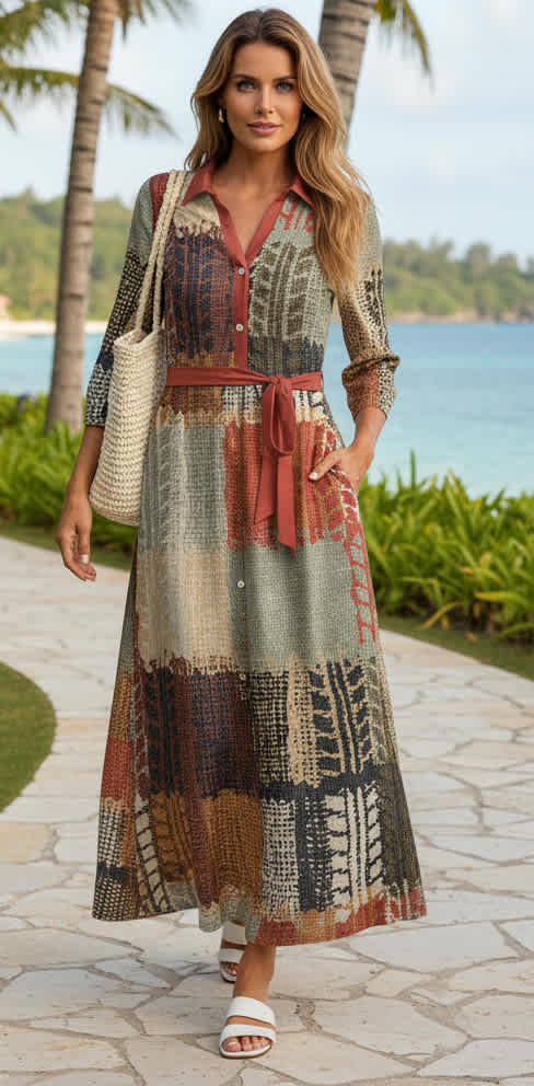 collared boho dress Cotton Maxi Dress Soft Summer Boho Style Dress, Lightweight Casual Womens Outfit