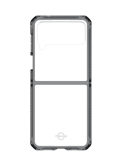 Itskins | Hybrid R Clear Protective Phone Case Compatible with Samsung Galaxy Z Flip4 5g, Slim Hybrid Case, Shockproof Cover, Anti-Yellowing, and Military Grade Phone Case | Smoke and Transparent