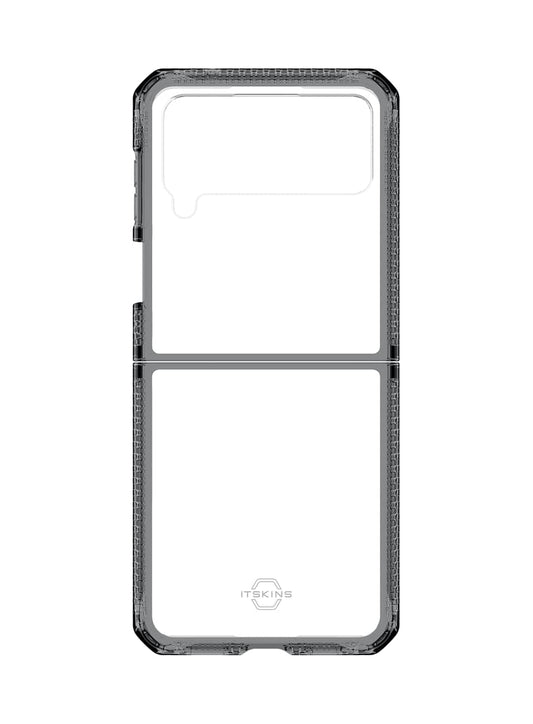 Itskins | Hybrid R Clear Protective Phone Case Compatible with Samsung Galaxy Z Flip4 5g, Slim Hybrid Case, Shockproof Cover, Anti-Yellowing, and Military Grade Phone Case | Smoke and Transparent