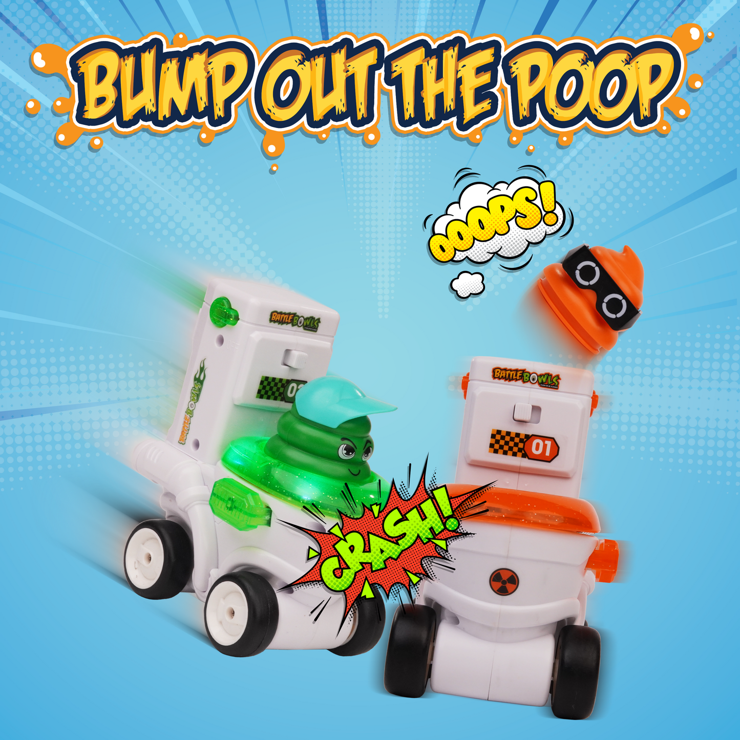 White, green, orange car and black remote-