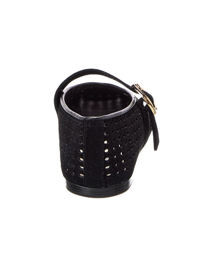 onyx perforated suede-