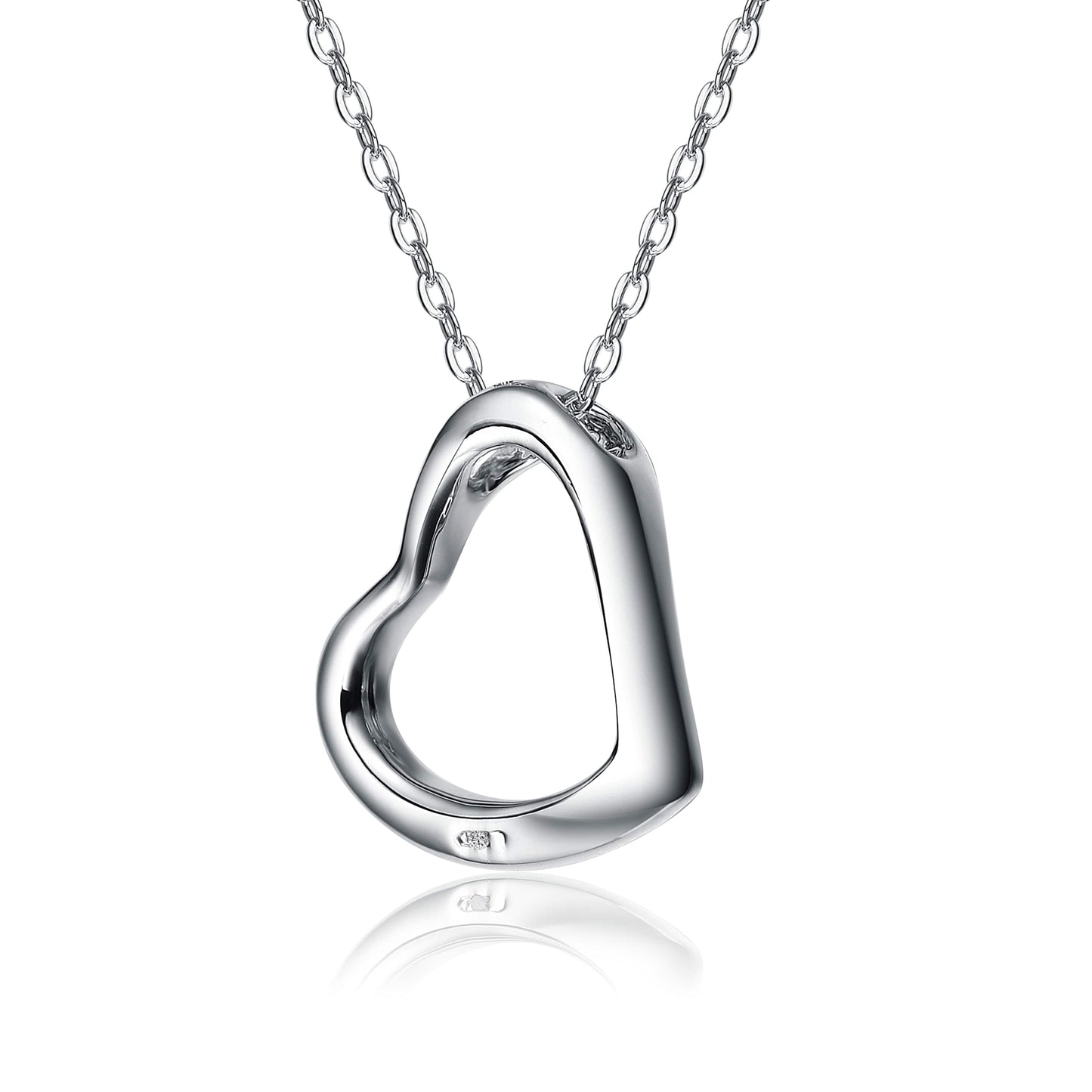 White Gold Plated with Clear Cubic Zirconia Heart Pendant