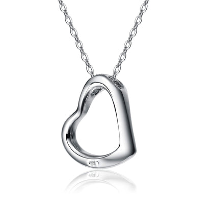White Gold Plated with Clear Cubic Zirconia Heart Pendant