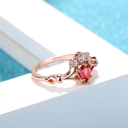 Red Crystal & Cubic Zirconia Crown Ring-3