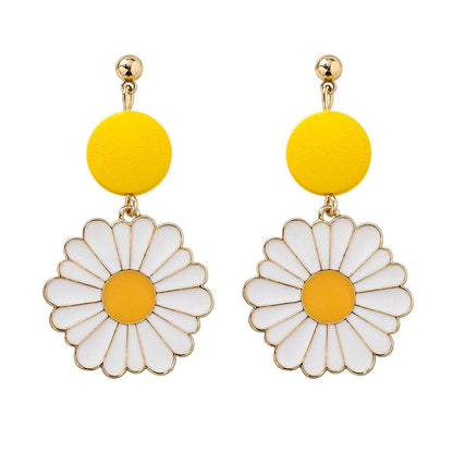 White & Yellow Mum Drop Earrings