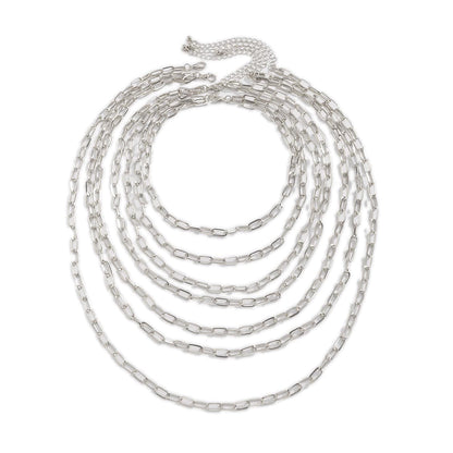 Silvertone Layered Cable Chain Necklace Set