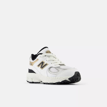 New Balance Toddlers 2002R White Black Gold
